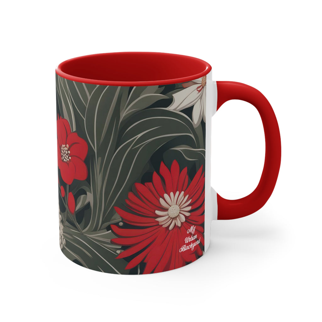 Red and White Flowers, Ceramic Mug - Perfect for Coffee, Tea, and More!