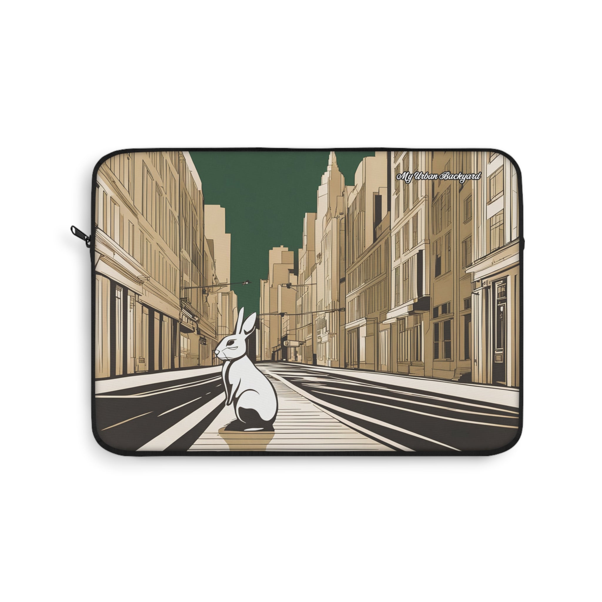 City Rabbit Soft Laptop Sleeve, Stylish Laptop Case, Cute Tech Accessory, Gift for Animal Lovers, Unique Office Supply, Modern Design, 3 Sizes