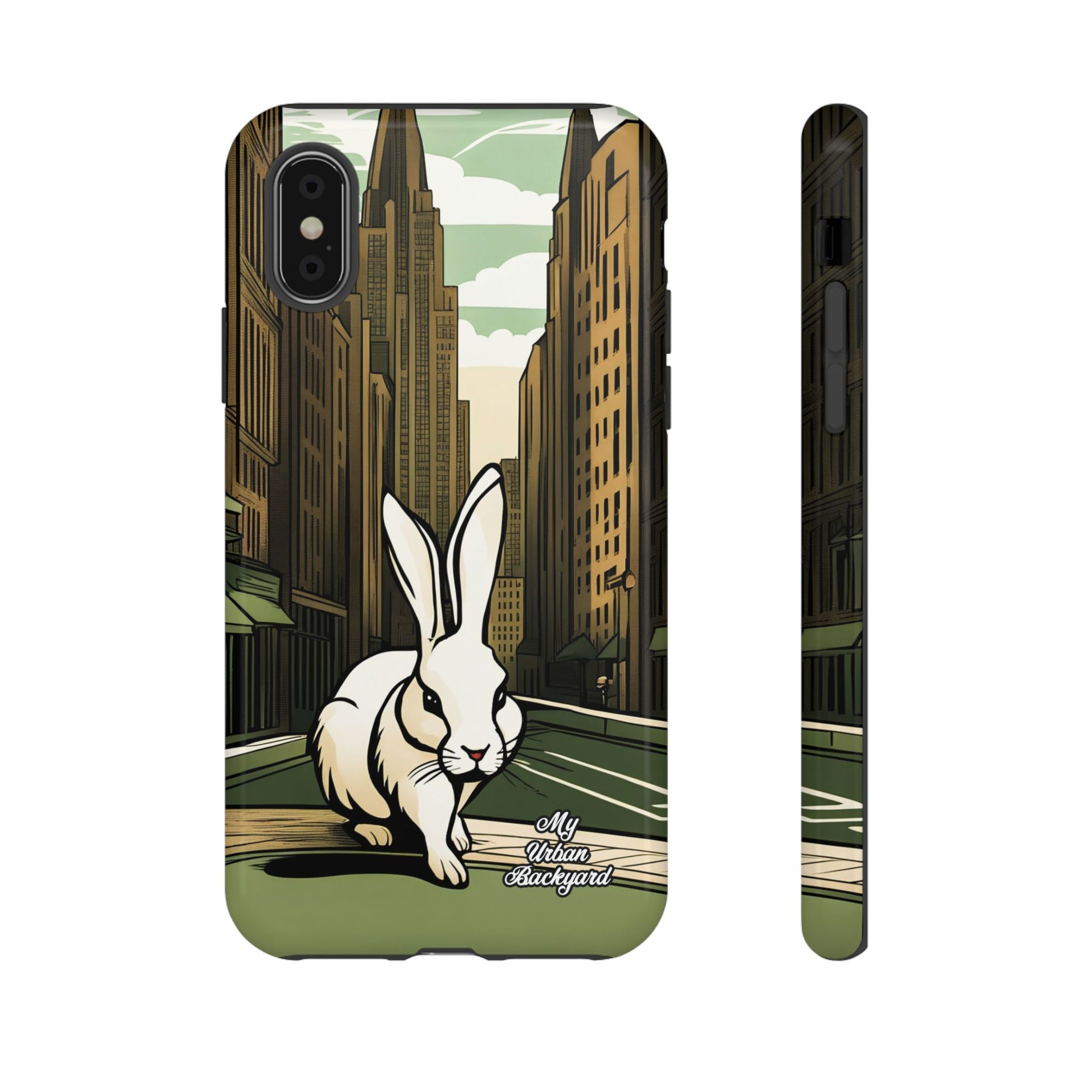 White Rabbit on a City Street, Cell Phone Case - Apple, Samsung, or Google Pixel
