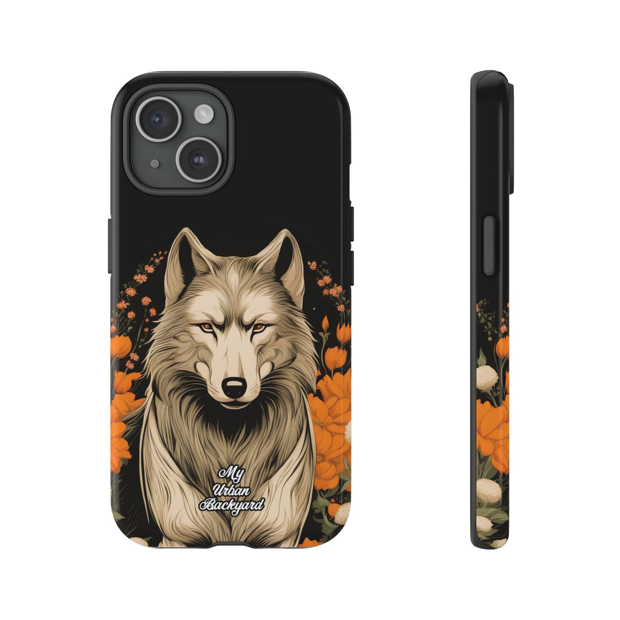 Wolf with Flowers, Animal Cell Phone Case - Apple, Samsung, Google Pixel