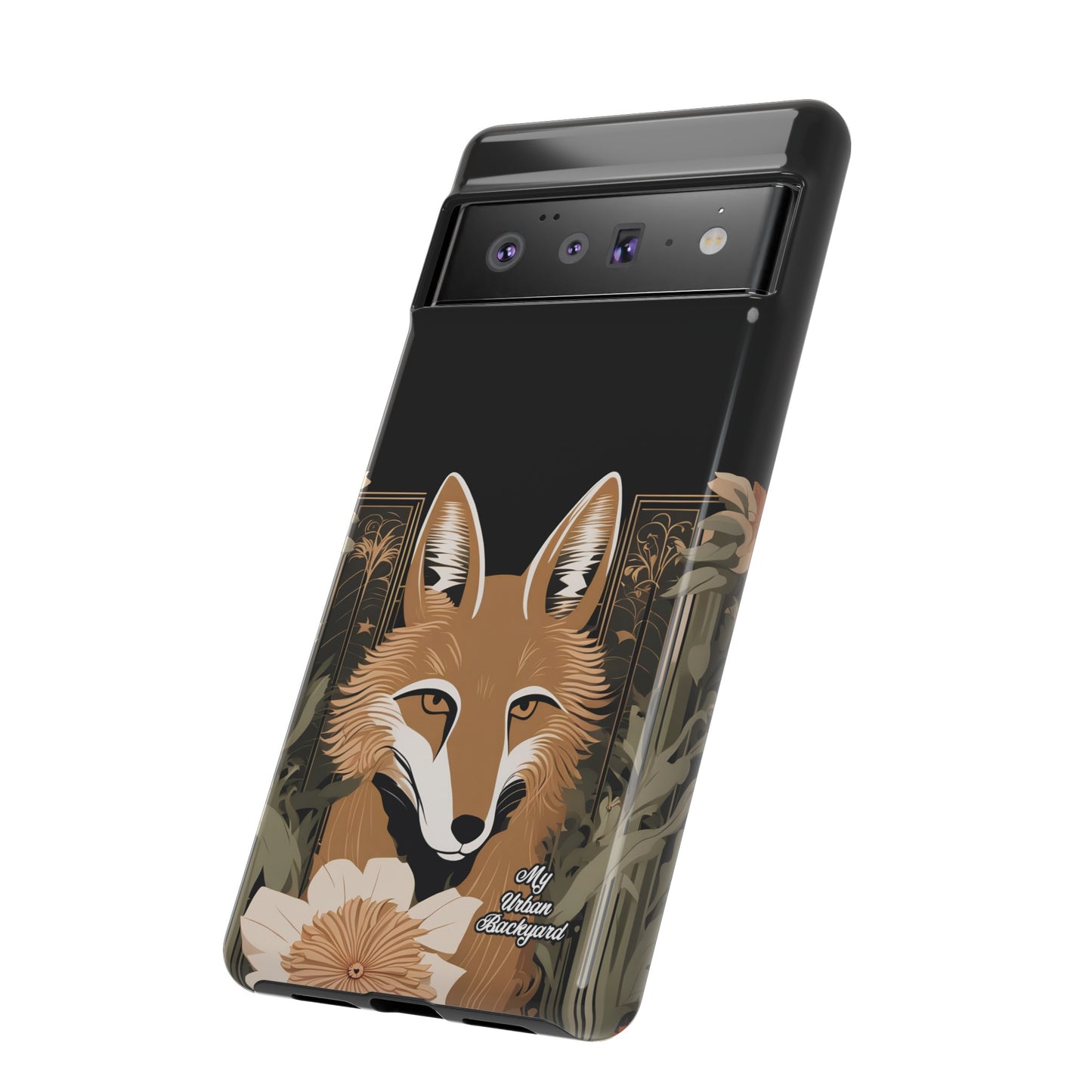 Art Deco Coyote with Flower, Cell Phone Case - Apple, Samsung or Google Pixel