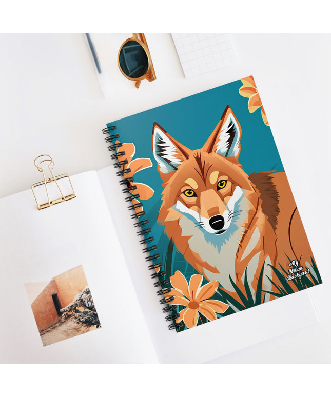 Coyote and Flowers, Spiral Notebook Journal - Write in Style