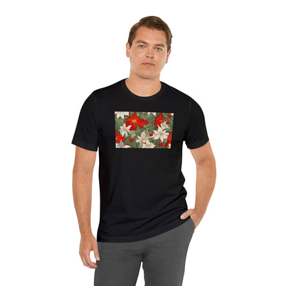 Holiday Flowers, Soft 100% Jersey Cotton T-Shirt, Unisex, Short Sleeve, Retail Fit