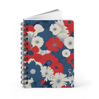 Red, White & Blue Floral Spiral Journal