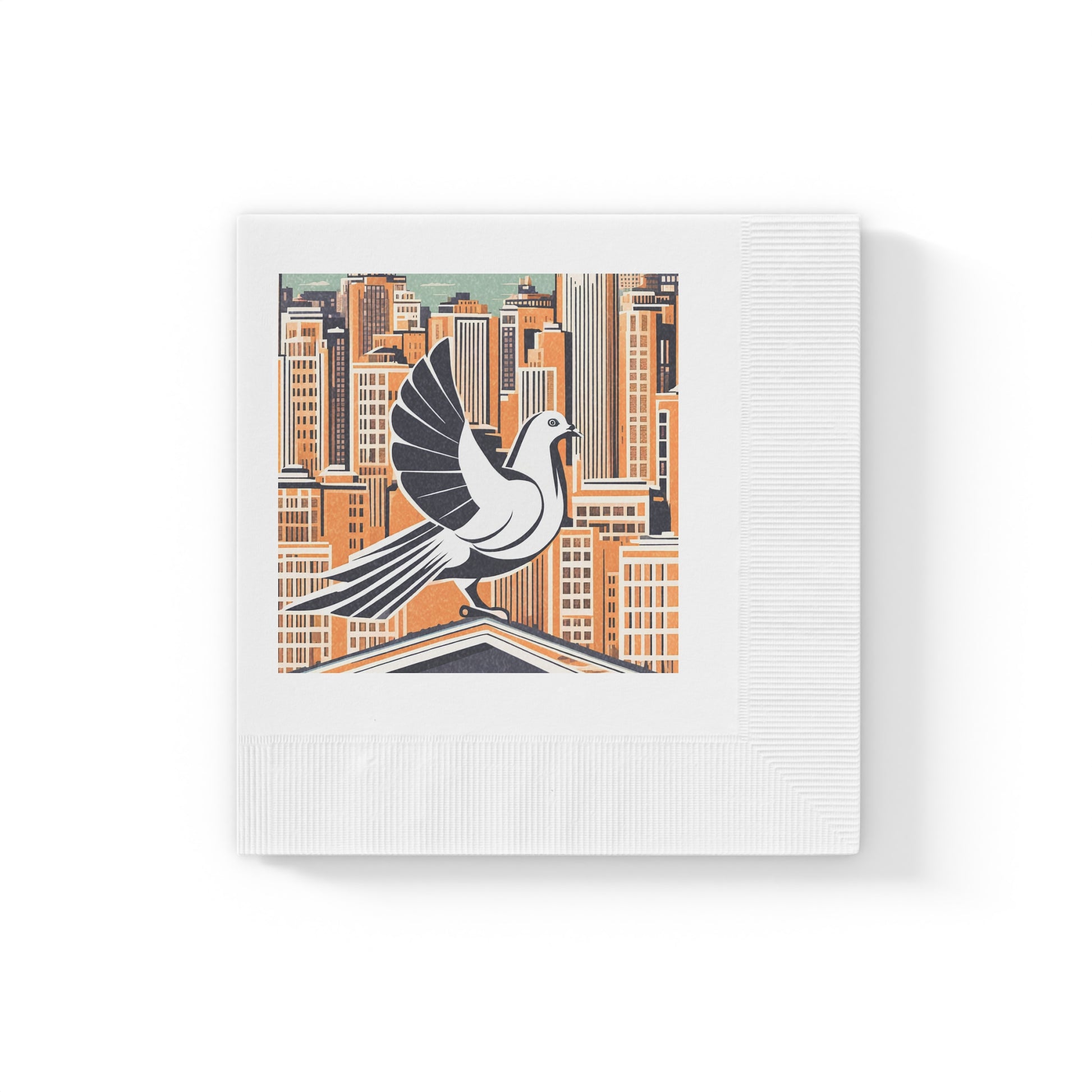 City Bird on Roof Cocktail Napkins - Decorative Paper Napkins for Parties, 2 sizes, Pack of 50 or 100