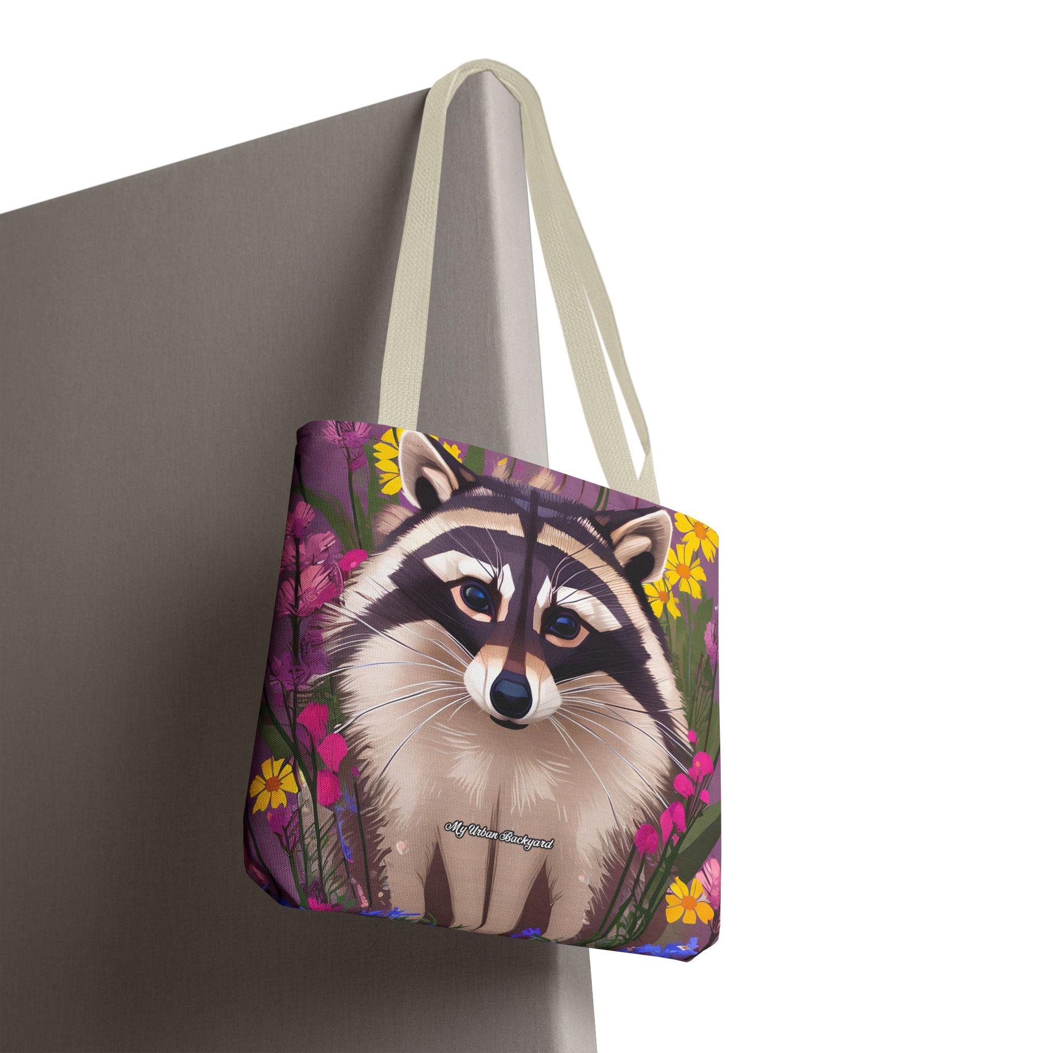 Raccoon and Flowers Tote Bag with Cotton Handles For Everyday Use, 3 Sizes