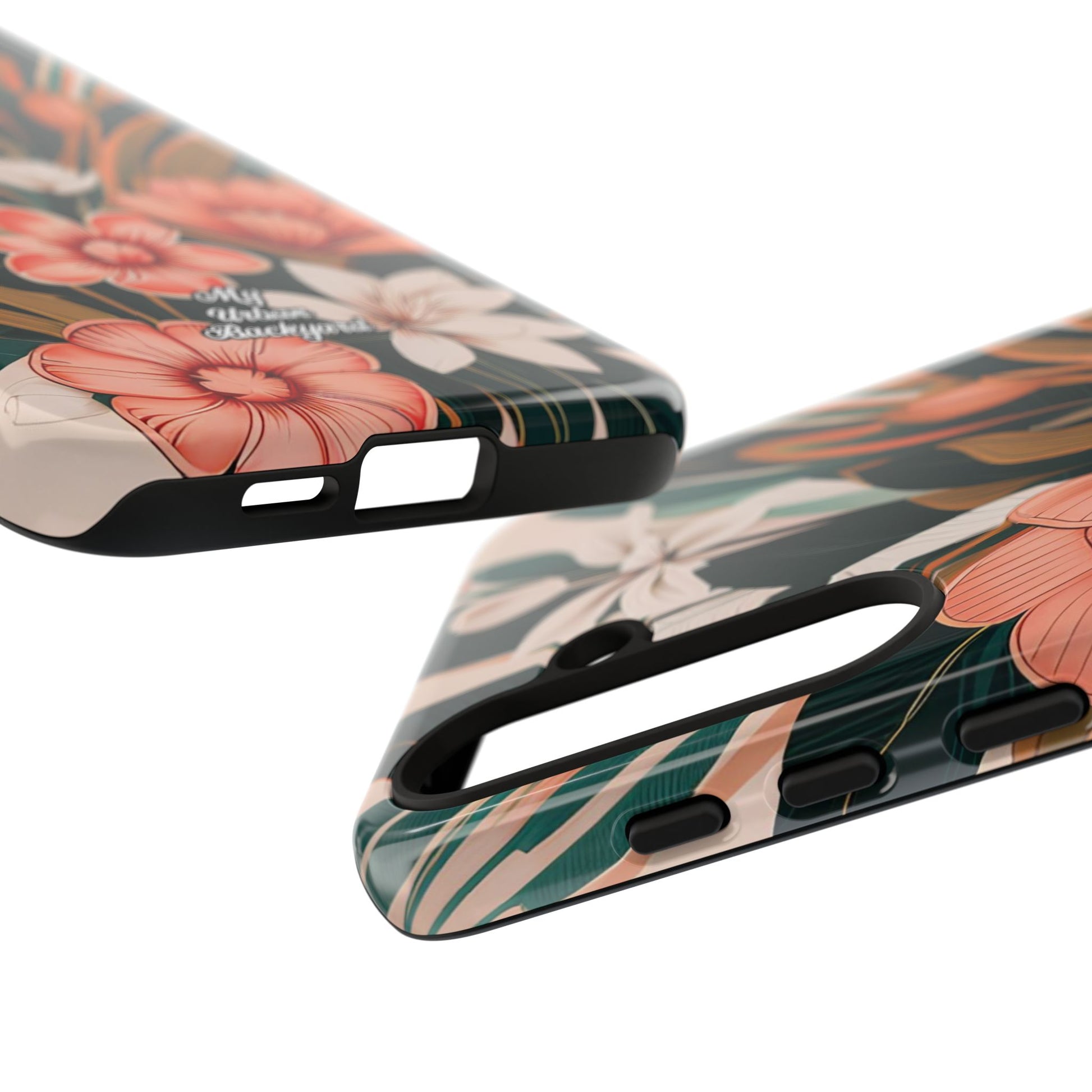 Peach Art Deco Flowers, Cell Phone Case - Apple, Samsung, Google Pixel