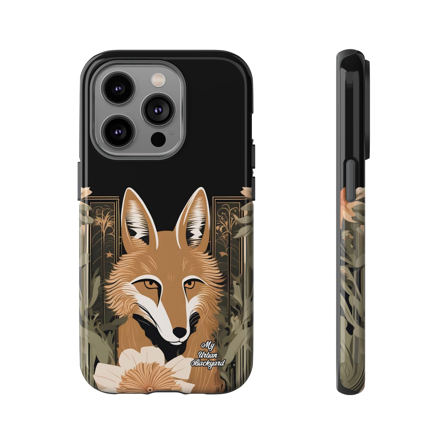 Art Deco Coyote with Flower, Cell Phone Case - Apple, Samsung or Google Pixel