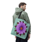 Purple Flower Tote Bag with Cotton Handles For Everyday Use, 3 Sizes