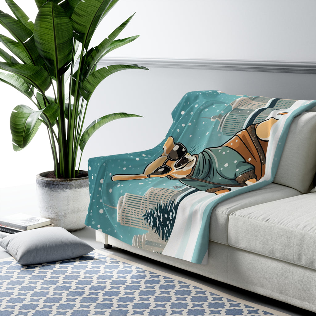 Tito Barkley, Dog Sherpa Fleece Blanket, For Couch or Bed, 50"x60"