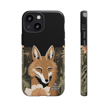 Art Deco Coyote with Flower, Cell Phone Case - Apple, Samsung or Google Pixel