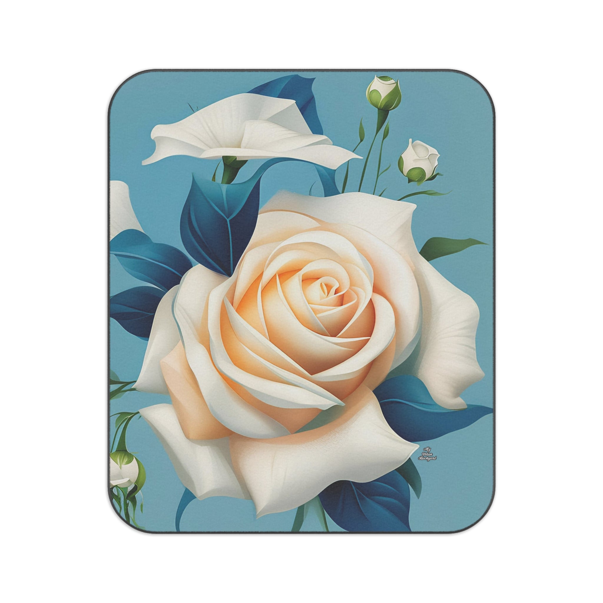 Large Flower, Cozy Outdoor Picnic Blanket, Water-Resistant Bottom, 51" × 61"