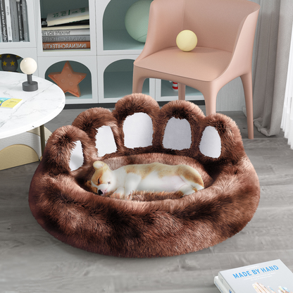 Cozy Plush Bear Paw Shape Pet Bed For Small And Medium Dogs And Cats