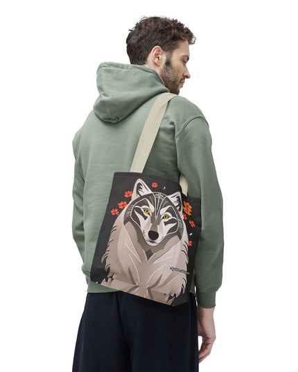 Art Deco Wolf Tote Bag with Cotton Handles For Everyday Use, 3 Sizes