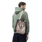 Art Deco Wolf Tote Bag with Cotton Handles For Everyday Use, 3 Sizes