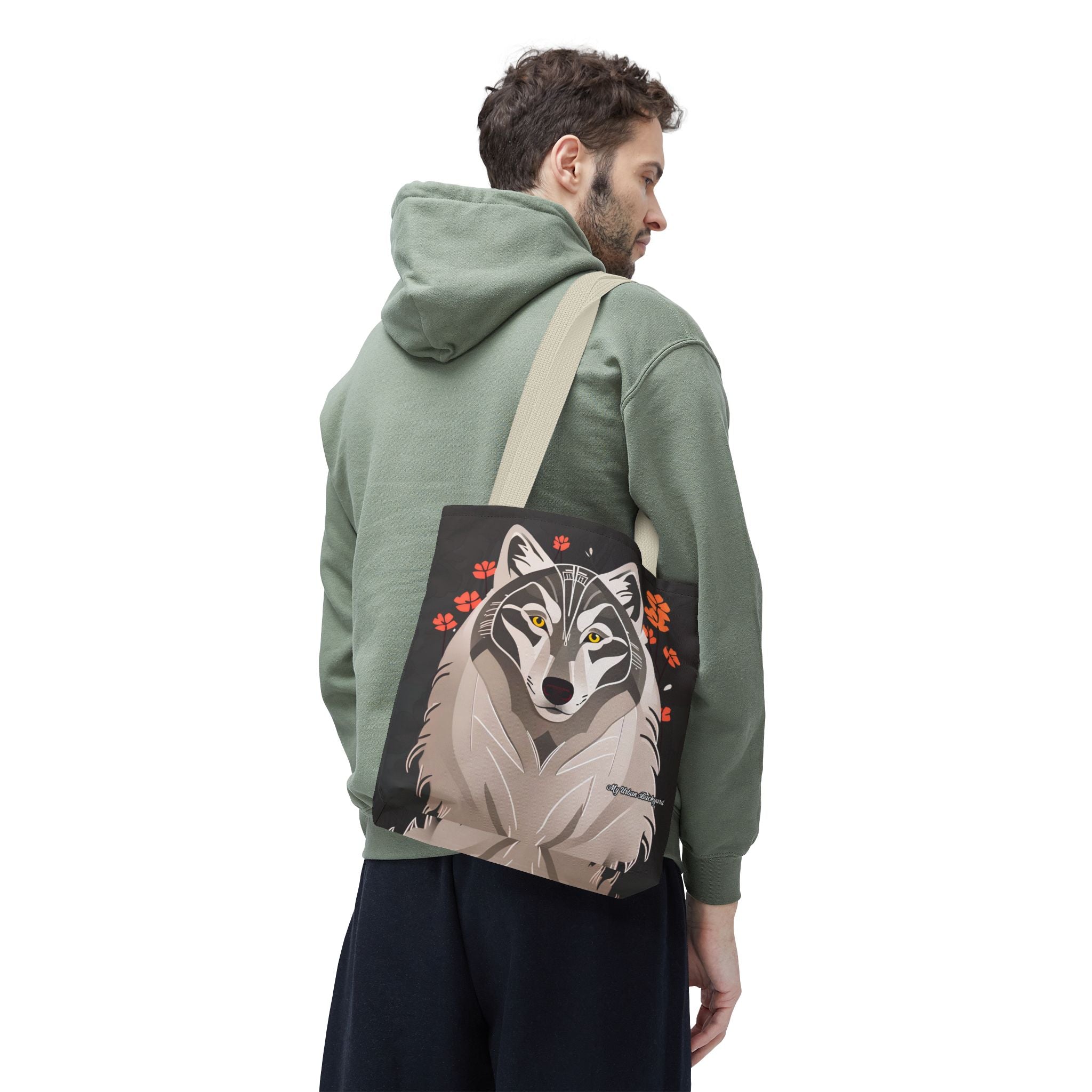 Art Deco Wolf Tote Bag with Cotton Handles For Everyday Use, 3 Sizes