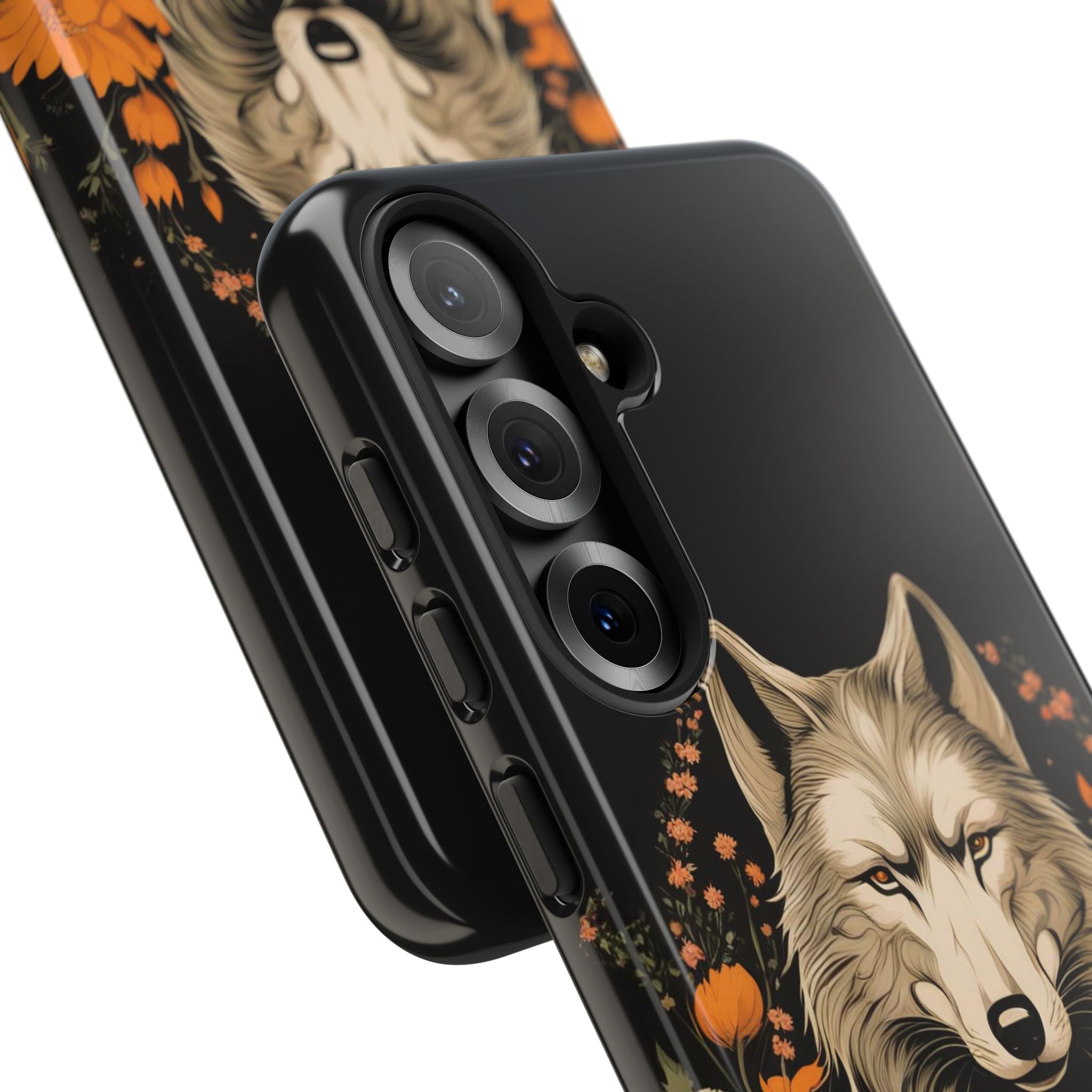 Wolf with Flowers, Animal Cell Phone Case - Apple, Samsung, Google Pixel