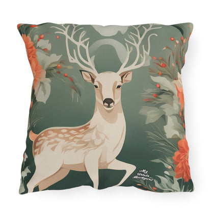 Holiday Deer, Indoor/Outdoor Throw Pillow Decor for Patio, Porch, or Office, 3 sizes