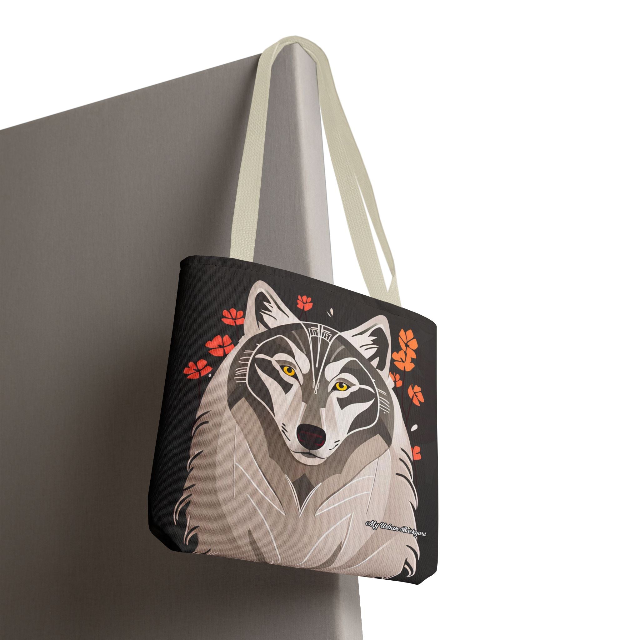 Art Deco Wolf Tote Bag with Cotton Handles For Everyday Use, 3 Sizes