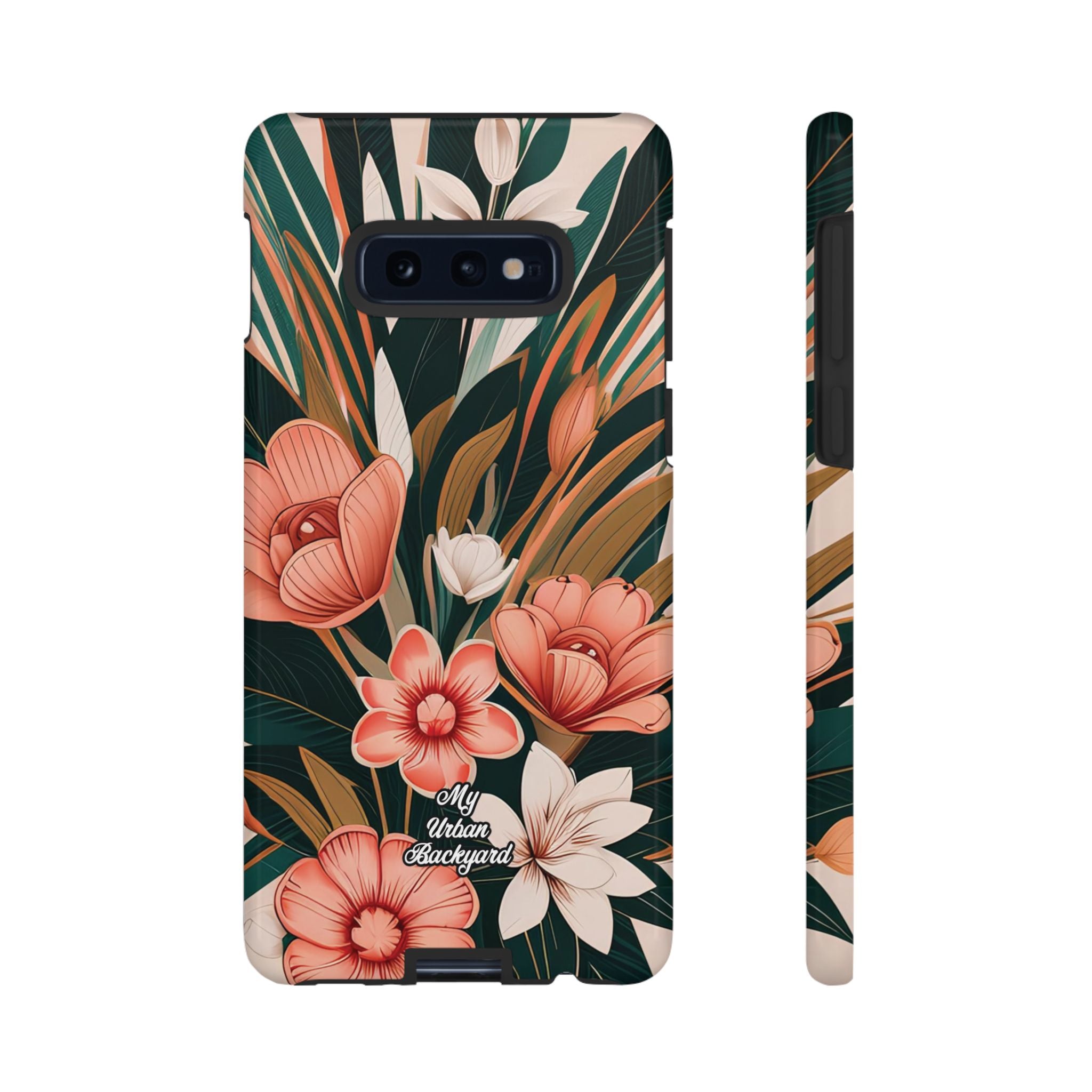 Peach Art Deco Flowers, Cell Phone Case
