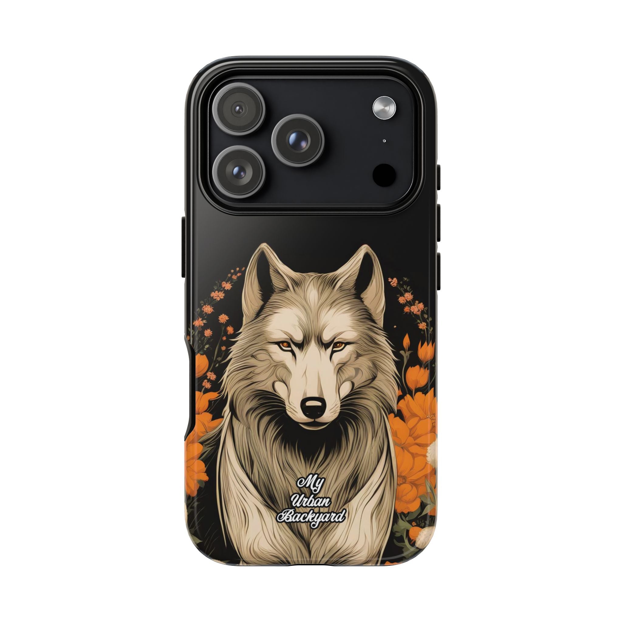 Wolf with Flowers, Animal Cell Phone Case - Apple, Samsung, Google Pixel