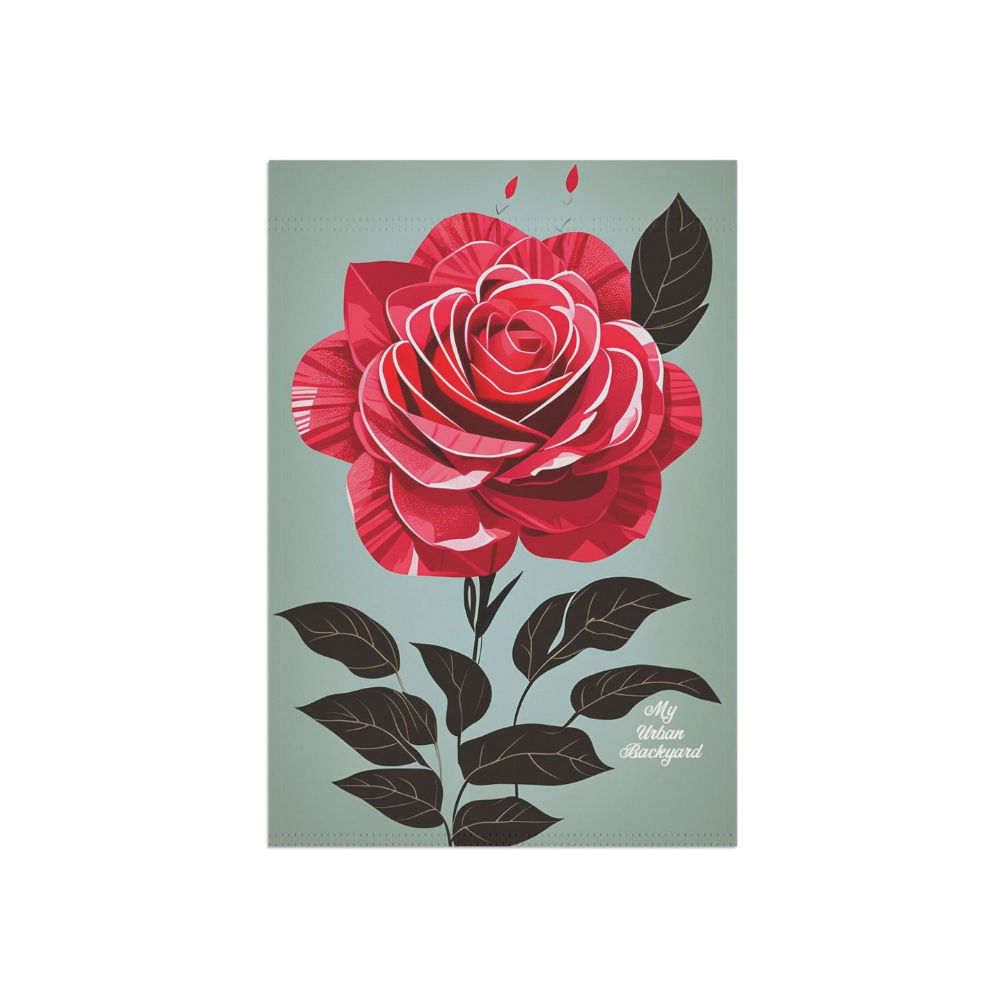 Red Rose Flower, Garden Flag for Yard, Patio, Porch, or Work, 12"x18" - Flag only