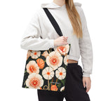 Art Deco Flowers Tote Bag with Cotton Handles For Everyday Use, 3 Sizes