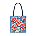 Bouquet of Red White and Blue Flowers Tote Bag with Cotton Handles For Everyday Use, 3 Sizes