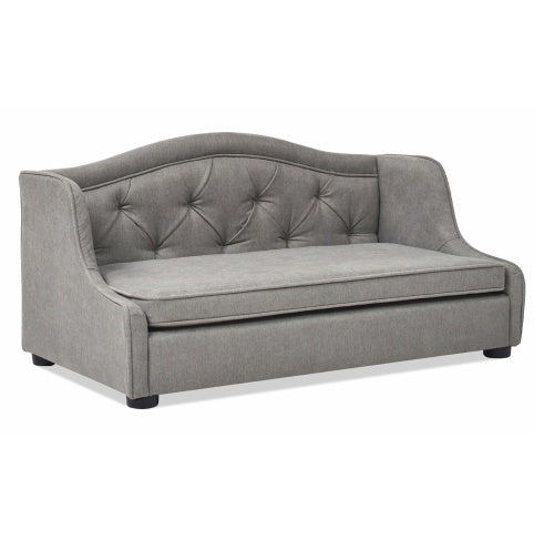 Robin 35" Tufted Wingback Pet Sofa Bed, Stain Resistant High Performance Polyester, Medium, Uptown Gray