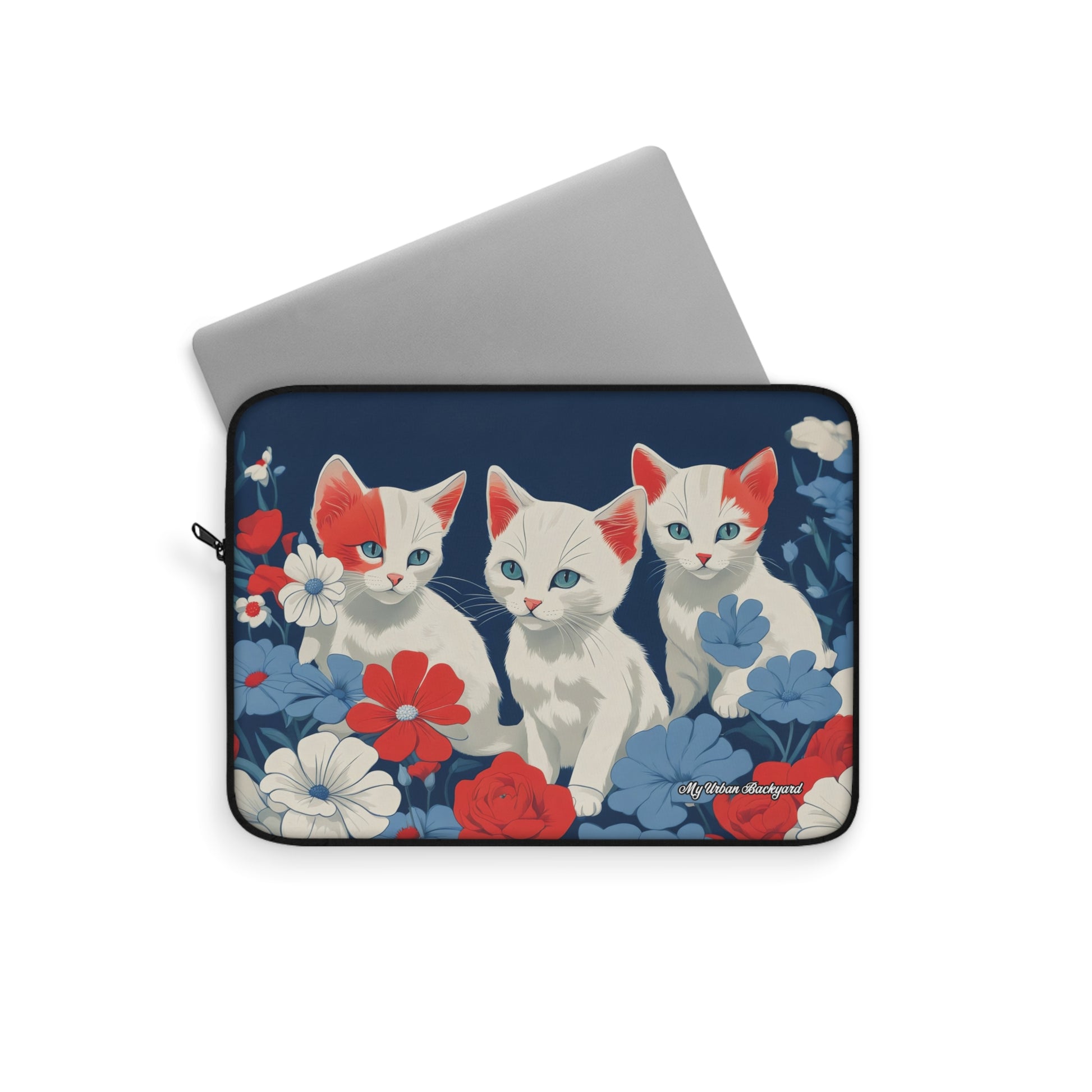 Cute Floral Cat Laptop Sleeve, Perfect for Cat Lovers, Great Gift for Birthdays, Holidays, School, Home Office Decor