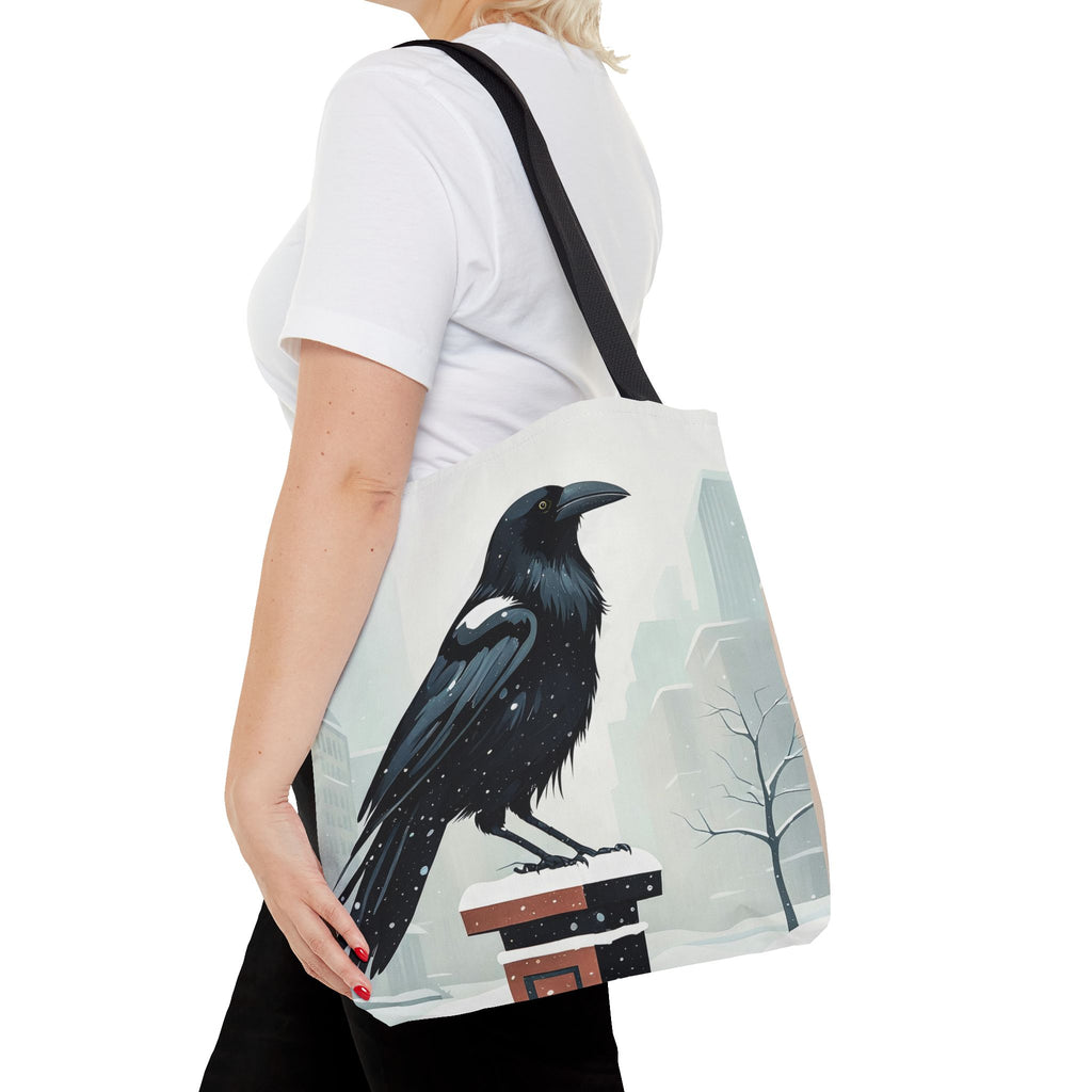Winter Crow Tote Bag with Cotton Handles For Everyday Use, 3 Sizes