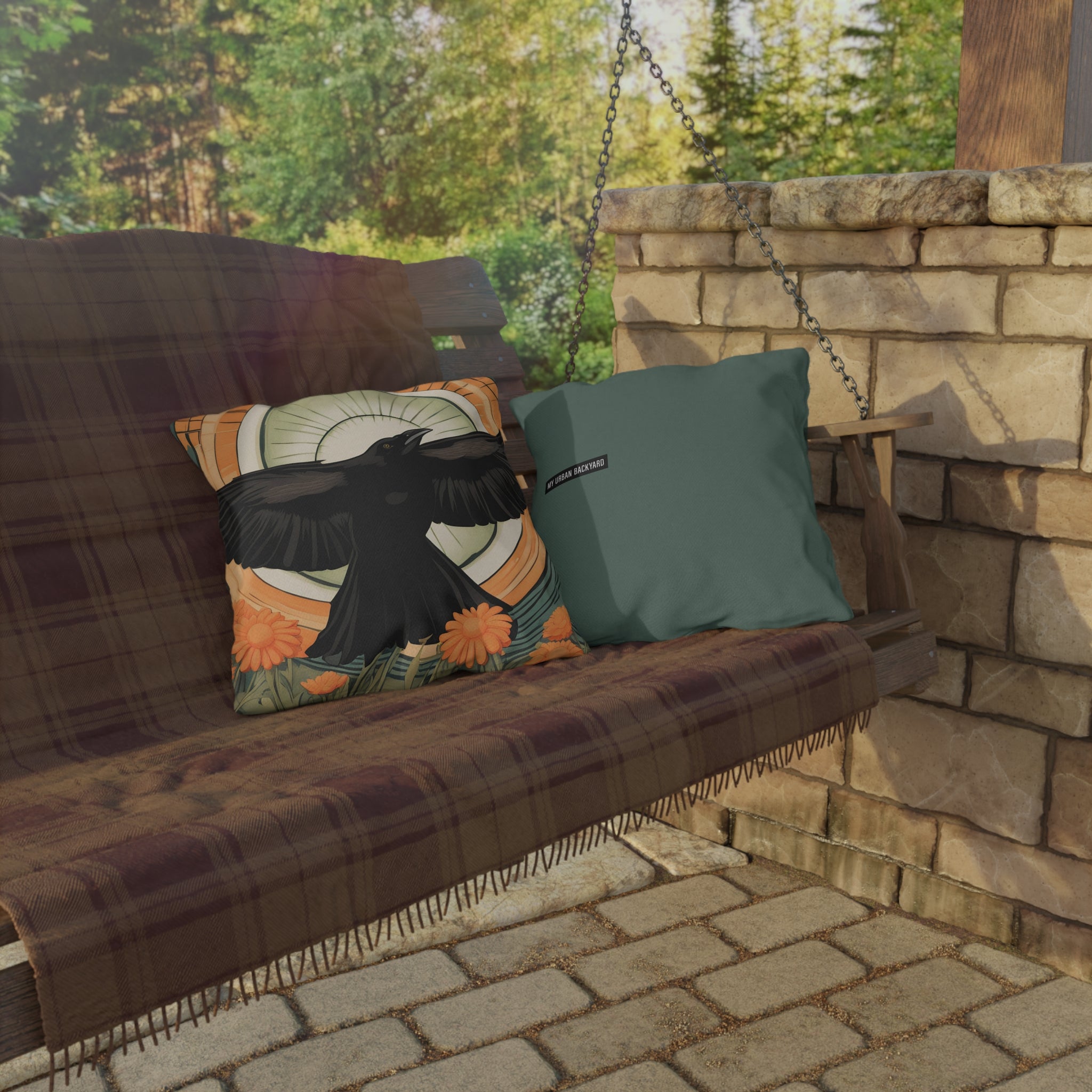 Flying Crow, Throw Pillow