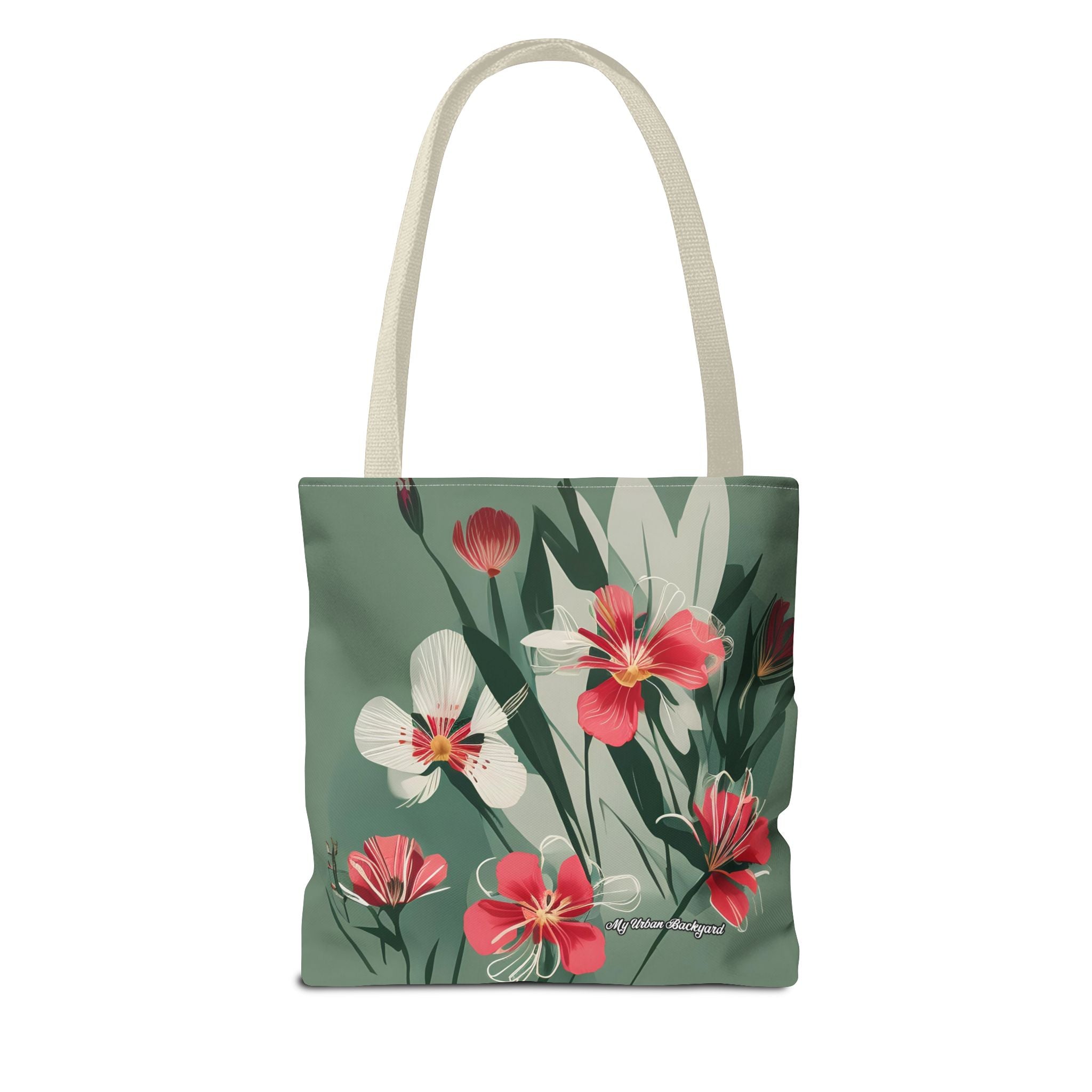 White and Red Wildflowers Tote Bag with Cotton Handles For Everyday Use, 3 Sizes
