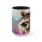 Raccoon with Flowers, Ceramic Coffee Mug