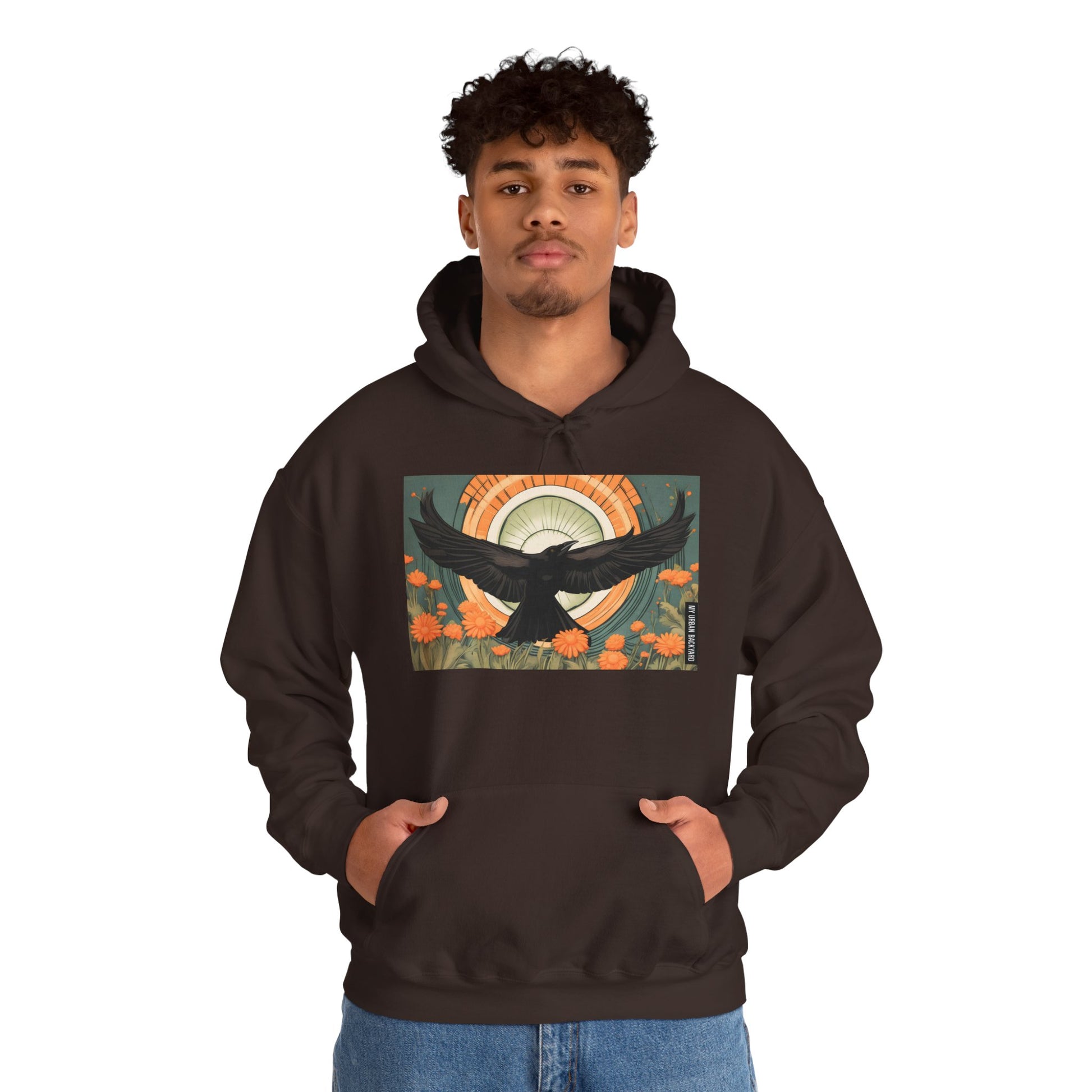 Flying Crow Hoodie, Cozy Bird Design Sweatshirt, Gift for Nature Lovers, Fall Fashion, Eco-Friendly Apparel