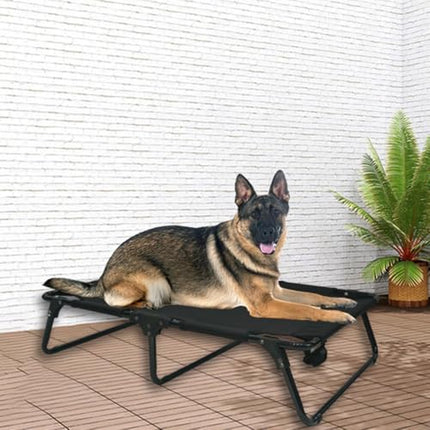 M JJYPET Elevated Raised Small Meduim Dog Bed Cots,Cooling Foldable No Assembly Need Pet Hammock Bed with Breathable Mesh, Indoor Outdoor Dog Pet Bed for Small Meduim Dogs, Chew Proof, Black