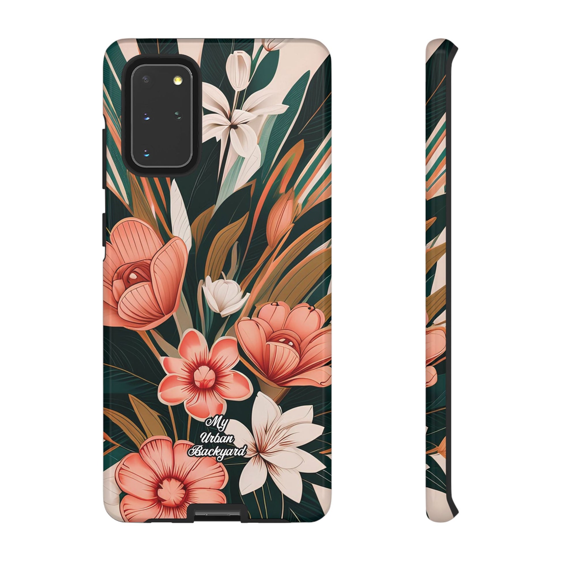 Peach Art Deco Flowers, Cell Phone Case - Apple, Samsung, Google Pixel