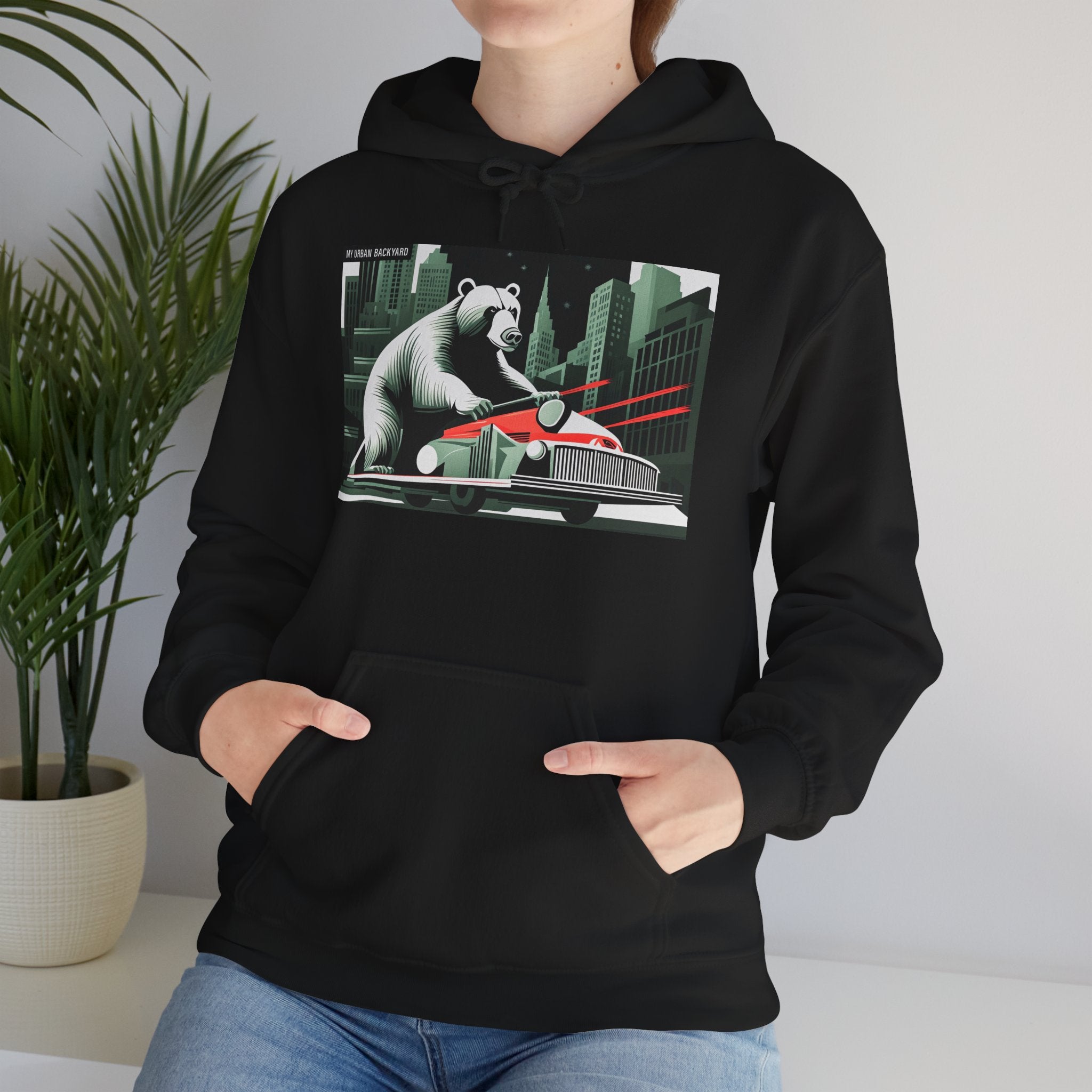 Bear in the City Graphic Hoodie, Cozy Sweatshirt for Animal Lovers, Perfect Gift for Birthdays, Holidays, and Everyday Wear