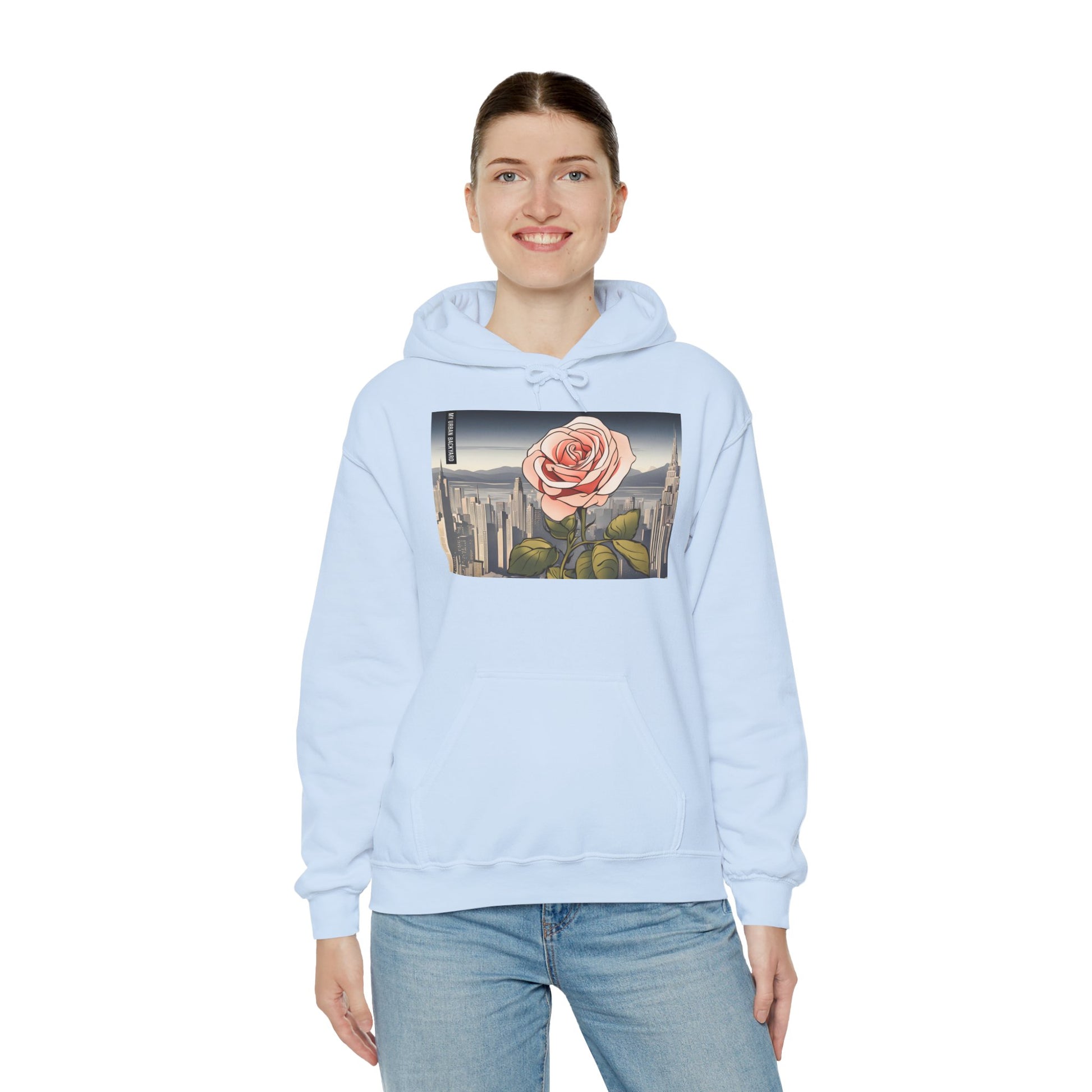 City Rose Unisex Hoodie - Cozy Gift for Plant Lovers, Floral Sweatshirt for Spring, Comfortable Everyday Wear, Birthday Present