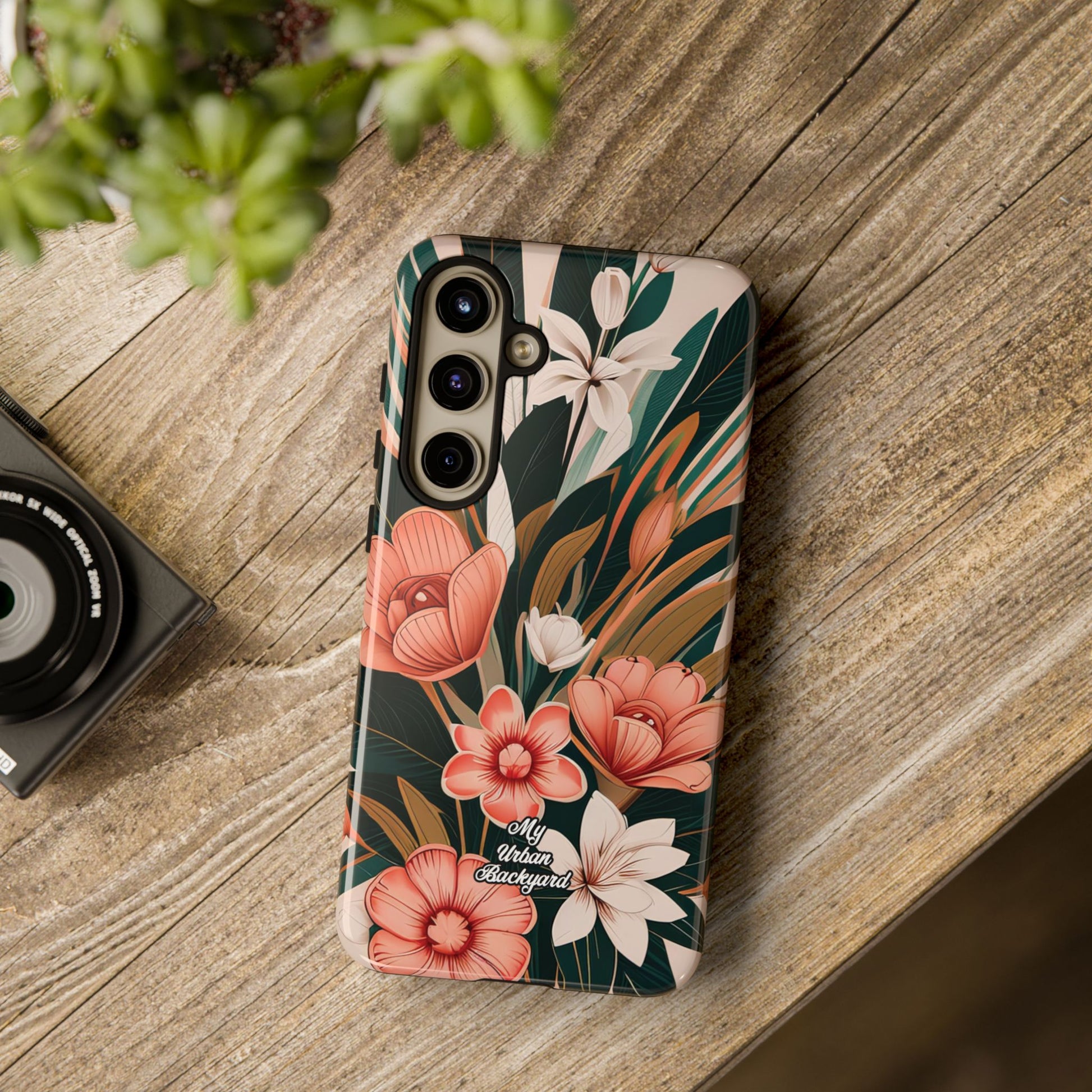 Peach Art Deco Flowers, Cell Phone Case - Apple, Samsung, Google Pixel