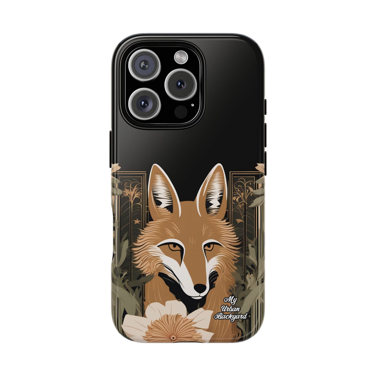 Art Deco Coyote with Flower, Cell Phone Case - Apple, Samsung or Google Pixel