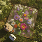 Bouquet of Flowers, Cozy Outdoor Picnic Blanket, Water-Resistant Bottom, 51" × 61"