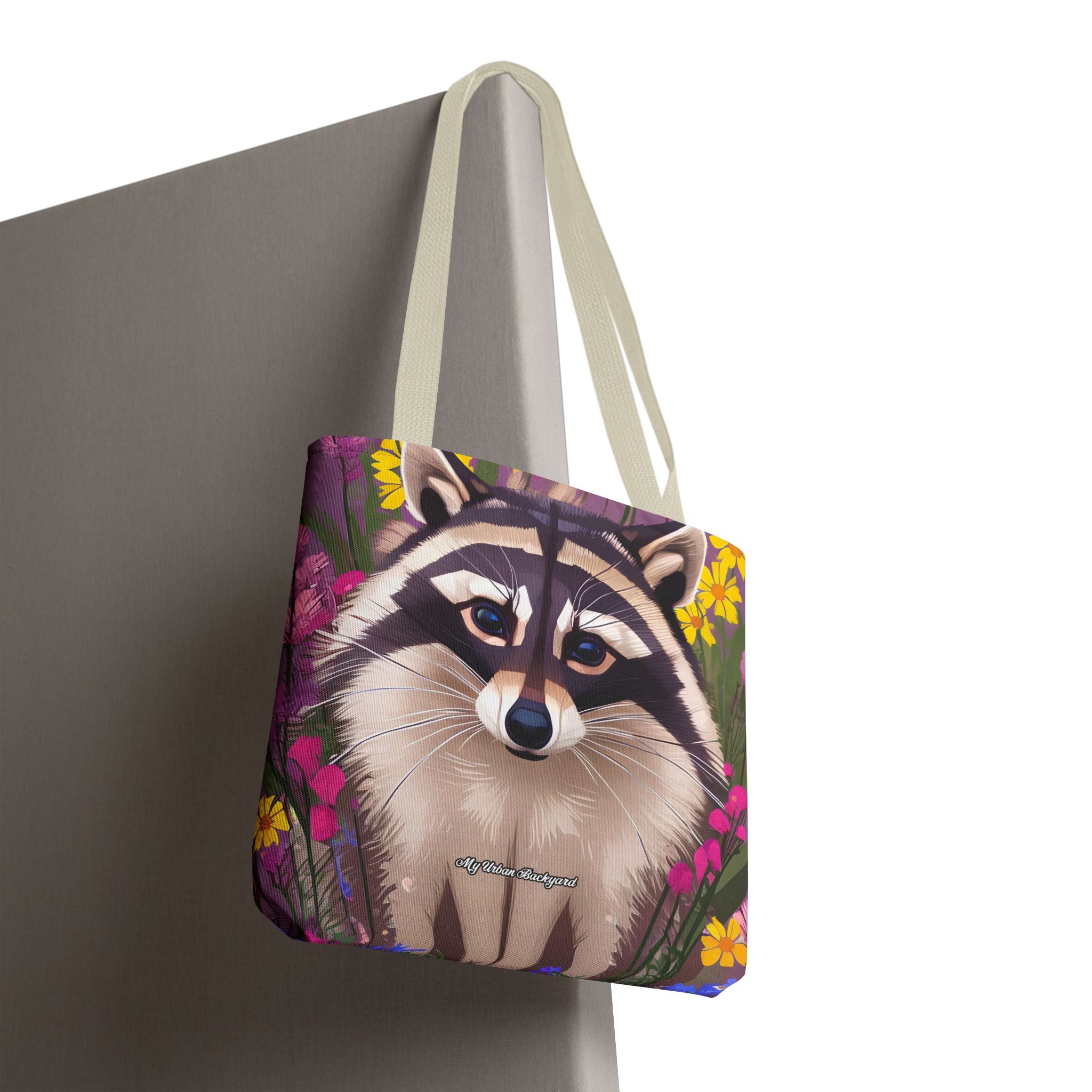 Raccoon and Flowers Tote Bag with Cotton Handles For Everyday Use, 3 Sizes
