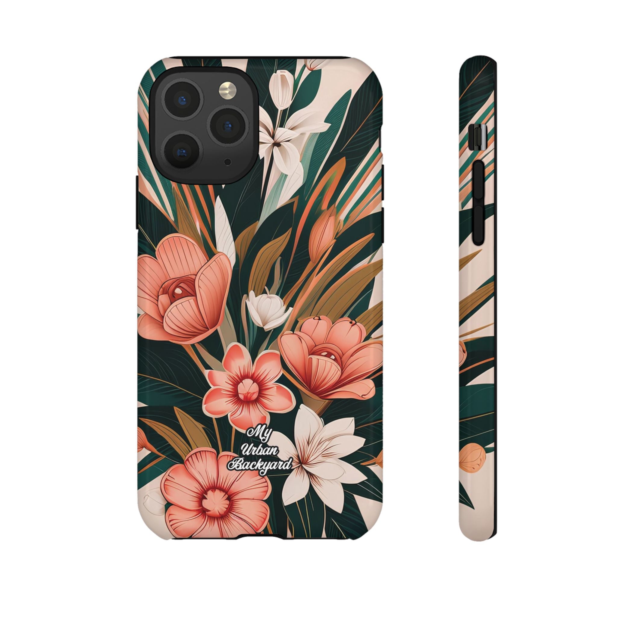Peach Art Deco Flowers, Cell Phone Case