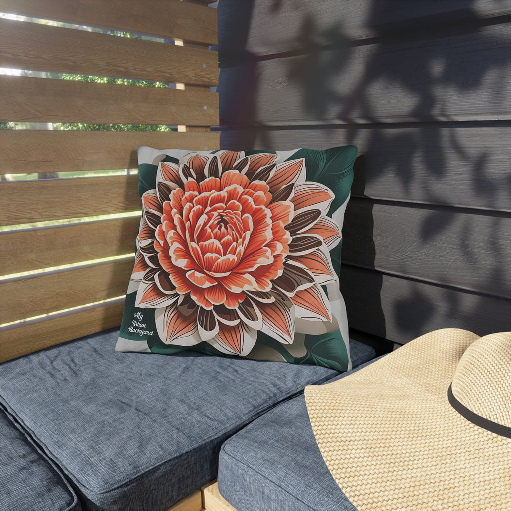 Orange Flower, Terracotta accent color, Throw Pillow, Indoor/Outdoor Decor for Home or Office