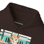 Art Deco Tabby Cat, Unisex Hoodie w Front Pocket