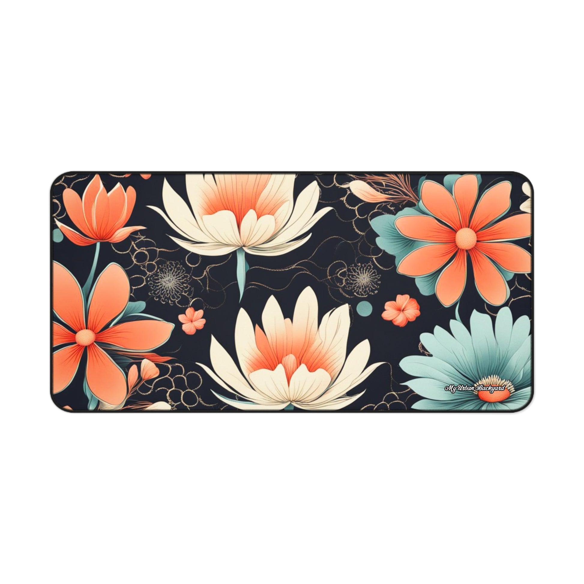 Water Lily Flowers Desk Mat - Colorful Workspace Decor, Great for Home Office, Gift for Students, Unique Mouse Pad, Pretty Desk Accessories, 3 Sizes
