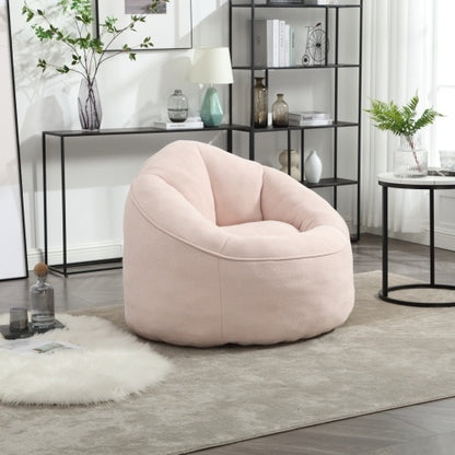 Bean Bag Chair With Footrest, Compressed High Pressure Foam, Pink