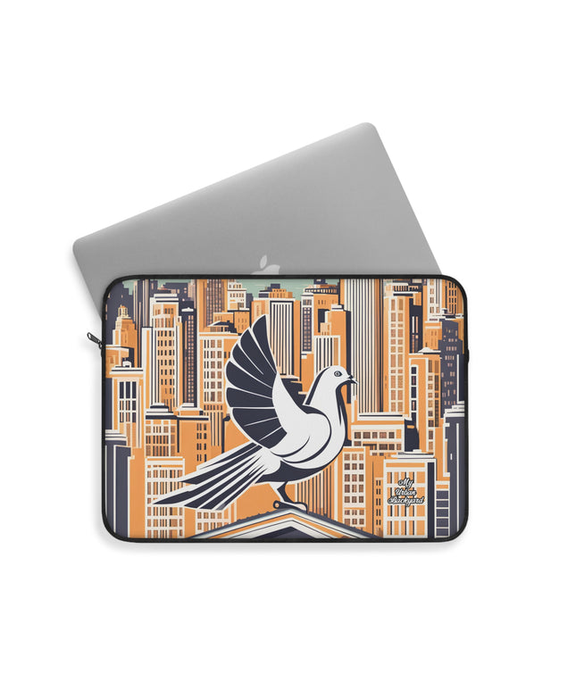 City Bird on Roof, Laptop Carrying Case, Top Loading Sleeve for School or Work