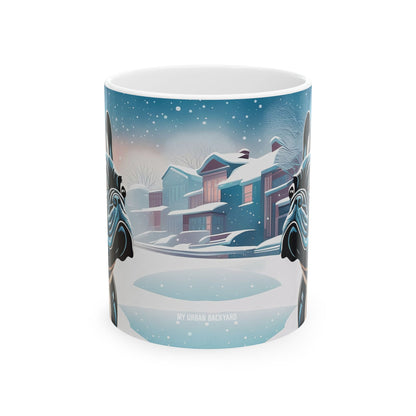 Snow Day French Bulldog Ceramic Mug — 11 oz